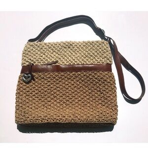 NWOT brown/tan straw Brighton zip messenger bag